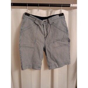 Women’s Duluth Trading Co. Shorts Size 14 Blue White Striped Carpenter Pockets